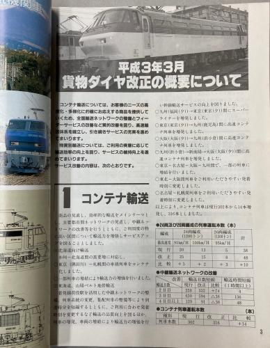 金沢書店 / JR貨物時刻表 1991年 平成3年3月ダイヤ改正